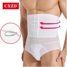  Men's High Waist Shaper Control Breasted Briefs Compression Breathable Underwear Abdomen Belly Shaper Shorts Seamless Pants