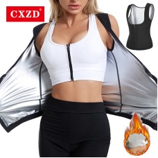  2021 Hot Body Shaper Set Sweat Sauna Zip Vest Tops Thermo Workout Vest Fitness Control Waist Trainer Slimming Shapewear