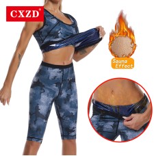  2021 New Women Waist Trainer Slimming ion coating Camouflage Sportswear Suit Sweat Vest Body Shaper Weight Control Pants