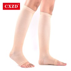  A pair  Unisex Open Toe Knee High Socks Leg Support Warmer Relief Pain Therapeutic Anti-Fatigue Sport Compression Stockings