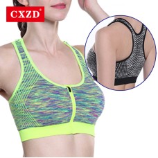  Hot Women Zipper Push Up Sports Bras Vest Underwear Shockproof Breathable Gym Fitness Athletic Running Sport Tops