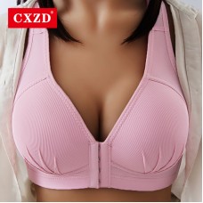  Plus Size Sexy Push Up Bra Front Closure Solid Color Brassiere Wireless Bralette Breast Seamless Bras for Women DE105